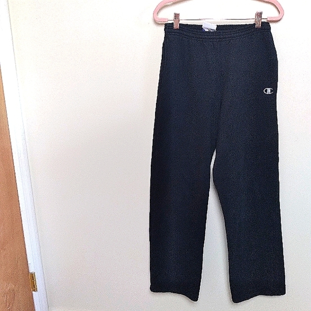 Champion Black Drawstring Waist Fleece Lined Straight Leg Sweatpants Size Small
